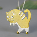 Lotus Fun Real 925 Sterling Silber Handmade Fine Jewelry Lovely Scared Cat Design Anhänger ohne Halskette für Frauen Cute Gift