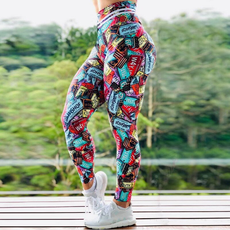 Neue Ankunft Frauen Leggings Training zum Laufen mit hoher Taille Sport Legging Digitaldruck Hose Stretch Fitness Hose Plus Größe