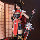 ROLECOS Genshin Impact Beidou Cosplay Kostüm Beidou Cosplay Kostüm Frauen Schwarz Rot Kostüm Halloween Kleid Umhang Full Set