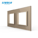 Livolo Luxury White Pearl Crystal Glass, EU standard, Double Glass Panel For Wall Switch&Socket, C7-2SR-11  (4 Colors)