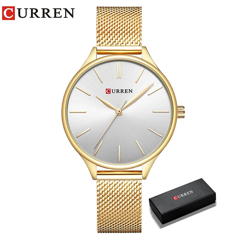 CURREN, relojes para mujer, reloj de pulsera de lujo, reloj femenino, reloj para mujer, acero milanés, reloj de cuarzo dorado rosa para mujer, nuevo