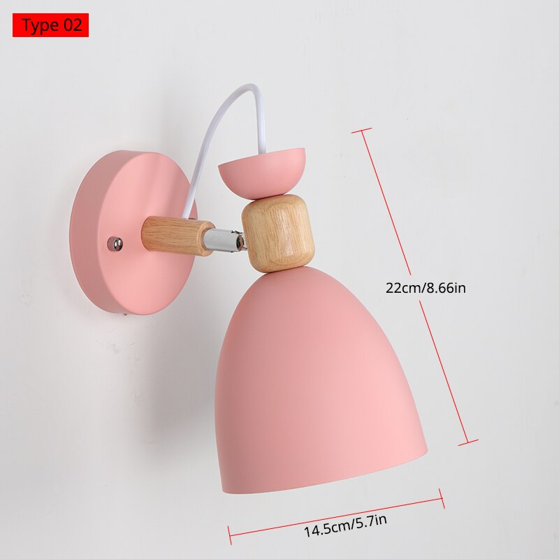 Wall Lamp Modern Bedroom Beside Lighting Decoration Hotel Room Wall Lamp Indoor Lighting Macaroon Colors E27 Holder Without Bulb