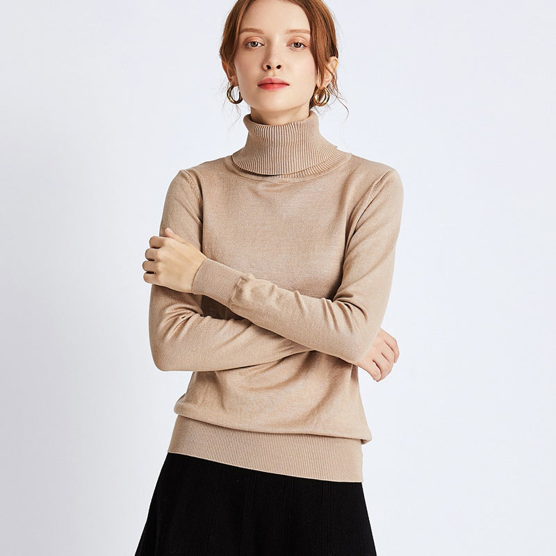 HLBCBG chic Autumn winter thick Sweater Pullovers Women Long Sleeve casual warm basic turtleneck Sweater female knit Jumpers top