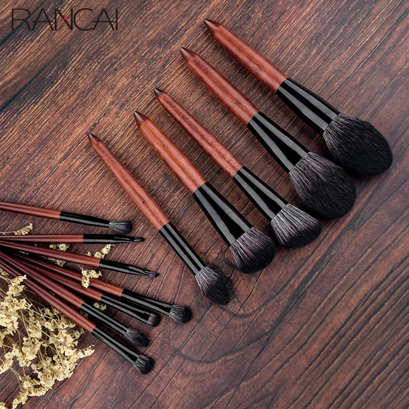 RANCAI 12-teiliges hochwertiges Make-up-Pinsel-Set, Foundation-Puder, Rouge, Lidschatten, Schwammpinsel, weiche Wollfaser, Haarkosmetik-Werkzeuge