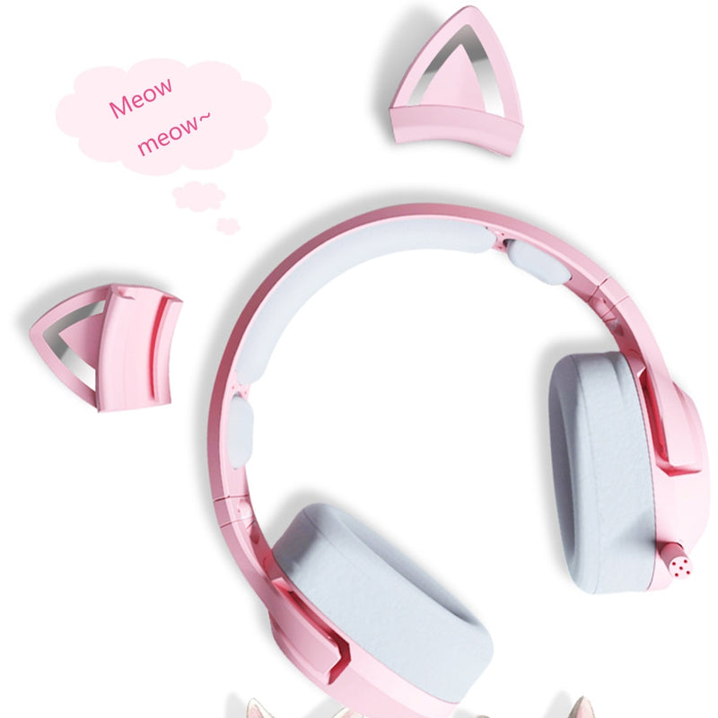 RGB Gaming 7.1 Stereo Headphones Pink Headset Removable Cat Ear Wired USB With Mic noise reduction For PS4/Xbox one cute Girl