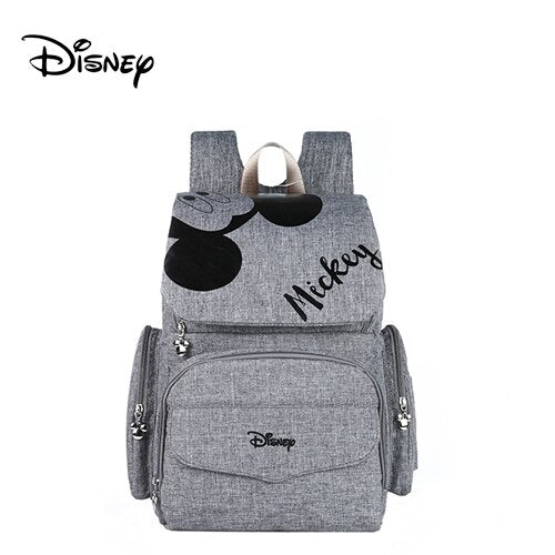 Bolsa de pañales de mamá de Disney, bolsa de lactancia para el cuidado del bebé, mochila de viaje de diseñador, bolsos rosas y grises de Mickey Minnie