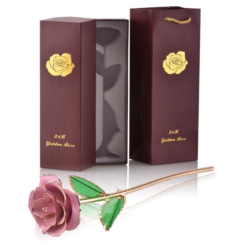 Geschenke für Frauen 24 Karat Gold getauchte Rose mit Ständer Ewige Blumen für immer Liebe in Box Freundin Hochzeit Weihnachtsgeschenke für Sie