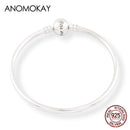 Anomokay New 100% 925 Sterling Silver Cute Little Lion Bangles Bracelets for Children Fashion Birthday Gift S925 Silver Jewelry