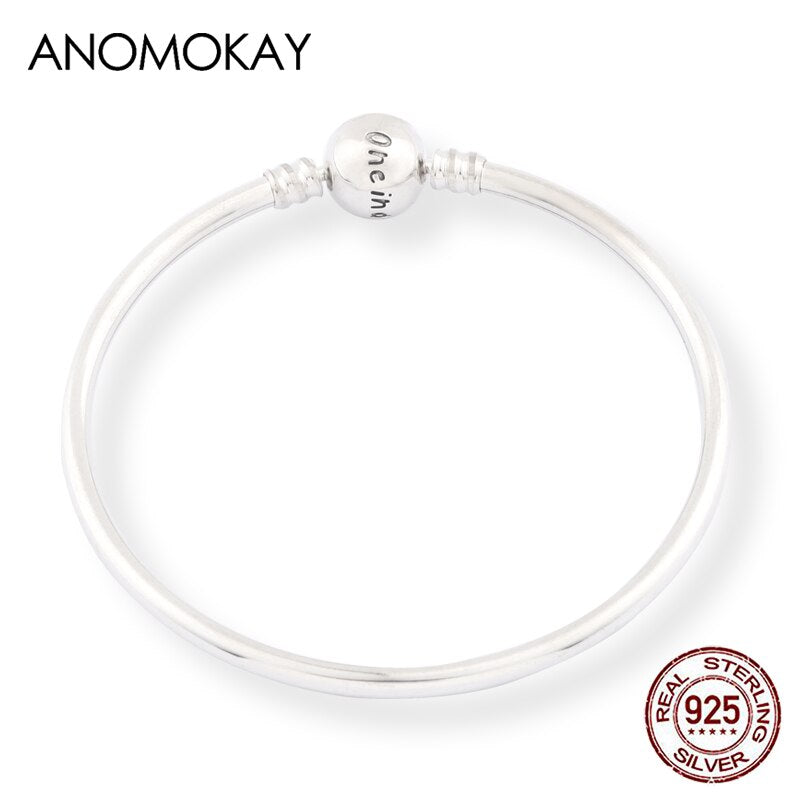 Anomokay New 100% 925 Sterling Silver Cute Little Lion Bangles Bracelets for Children Fashion Birthday Gift S925 Silver Jewelry