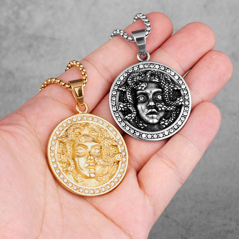 Mythology Snake Hair Medusa Banshee Stainless Steel Men Necklaces Pendants Chain for Boy Male Jewelry Creativity Gift Wholesale