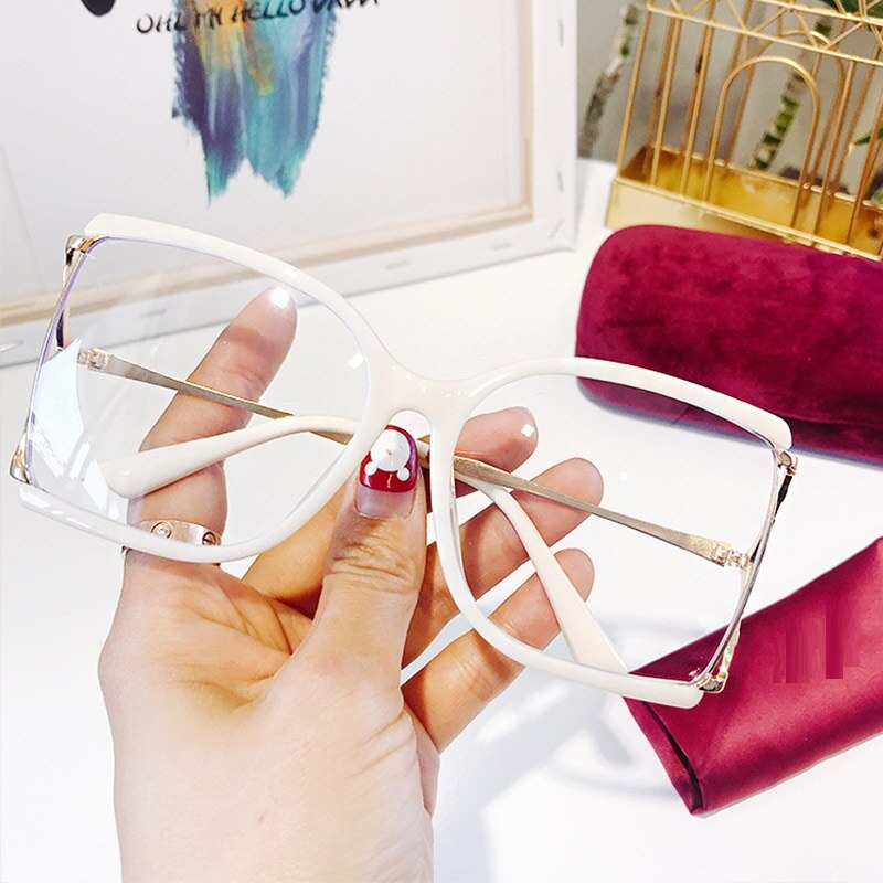 Red Square Clear Lens Glasses for Women Half Frame Fashion Glasses Frame Brand Design Decorative Eyewear oculos grau feminino