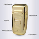 Afeitadora eléctrica para hombres, máquina de afeitar, recortadora de barba, Cable Usb, cabezal de corte doble alternativo Retro, cuerpo de galvanoplastia