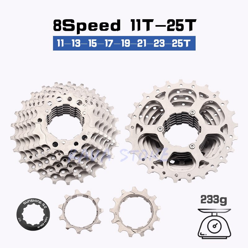 SUNSHINE Road Bike Freewheel 11-25T/28T/32T/34T/36T Bicycle Flywheel 8/9/10/11/12S Speed Cassette Sprocket for Shimano HG K7