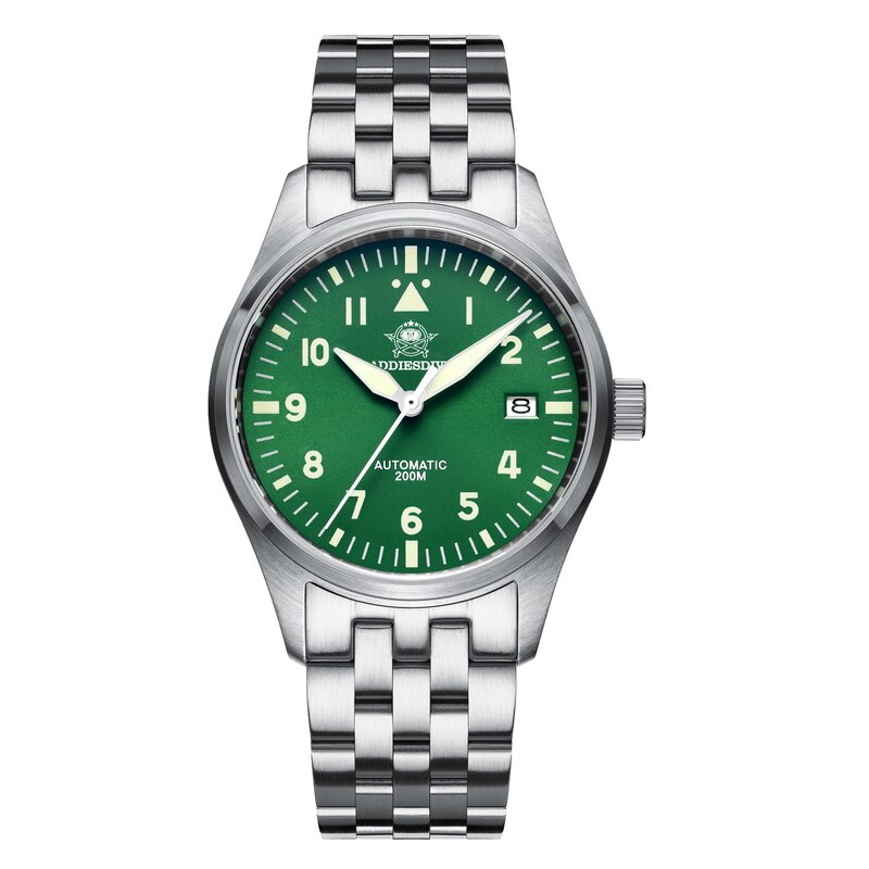 Diver Mechanical Dive Watch For Men Leather Sapphire Crystal Business Men&