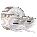 Bandeja de comida de cerámica de mármol dorado, platos de cocina, platos de cena, arroz, ensalada, fideos, tazón de sopa, cucharas, herramienta de cocina