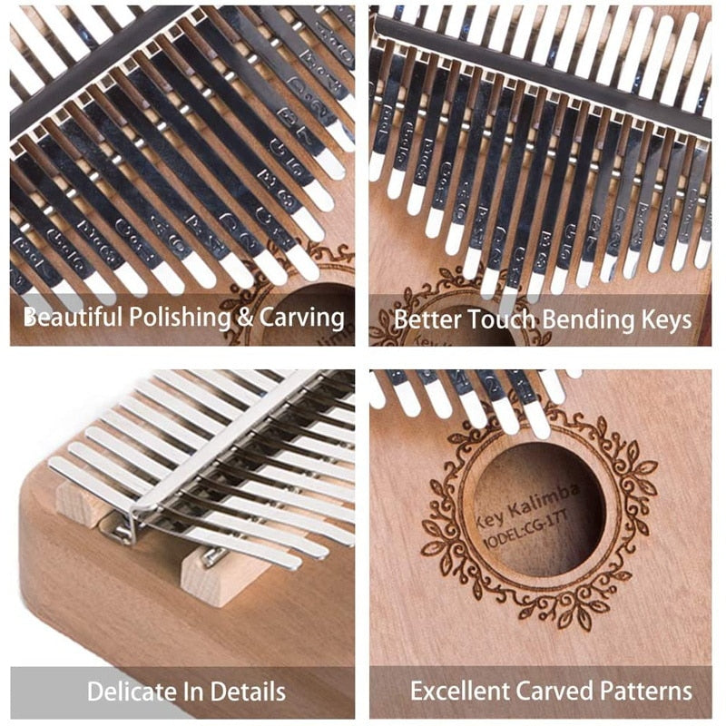 17 key kalimba thumb piano Mahogany Musical Instrument Beginner african kalimba With Accessory instructions tuning hammer