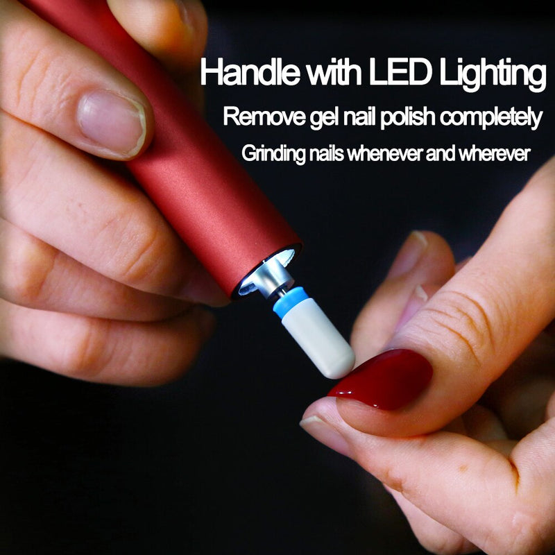 Juego de máquina de manicura portátil eléctrica, Mini taladro de uñas Led, cortador de brocas para quitar barniz de Gel, herramientas de pulido de pedicura de uñas