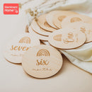 14pc Newborn Photogra Wooden Month Milestone Cards Handmade Monthly Memorial Commemorative Photo Accessories Baby Souvenir Stamp