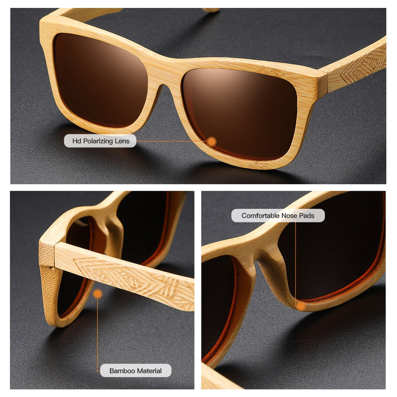 EZREAL Brand Design Handmade Natural Wooden Bamboo Sunglasses Luxury Sunglasses Polarized Wooden Oculos de sol masculino