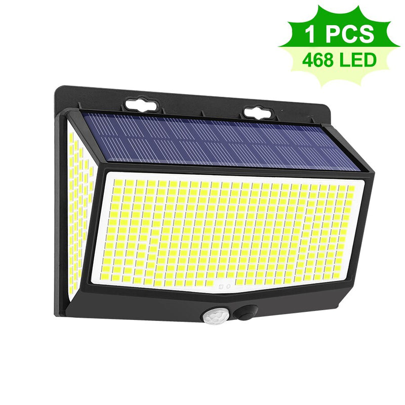 468/114 LED Lámpara solar al aire libre PIR Sensor de movimiento Luz solar impermeable Luz de pared alimentada Decoración de jardín Luz de calle de emergencia