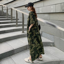 Loose Casual T Shirt Maxi Dress Women Summer 2022 Vestido Mujer Camouflage Dresses with Side Pockets for Home Long Cotton Tees