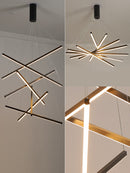 Aluminum Bar LED Chandelier Modern Indoor Deco Living Room Ceiling Chandeliers Dining Room Pendant Lamp Duplex Apartment Lights