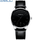 Mens Watches CRRJU Full Steel Casual Waterproof Watch for Man Leather Quartz Watch Men's Dress Calendar Watch Relogio Masculino