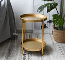 Nordic Simple Iron Double-layer Small Tea Table Corners Round Coffee Table Lving Room Mini Sofa Side Table