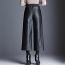 Oversized High Waist Pu Wide Leg Knöchellange Hose Damen Baggy Black Glänzend Kunstleder Damen Lose Hose 2022 Koreanische Hose