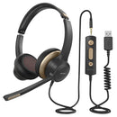 Mpow HC6 Office Headset with Mic BH328 3.5mm USB Computer Headset Noise Reduction Headphone for Call Center Skype PC Cellphone