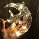 Eid Mubarak Star Moon Led cortina guirnalda luces Ramadán decoración Islam musulmán fiesta decoración Eid Al Adha regalos Eid luces