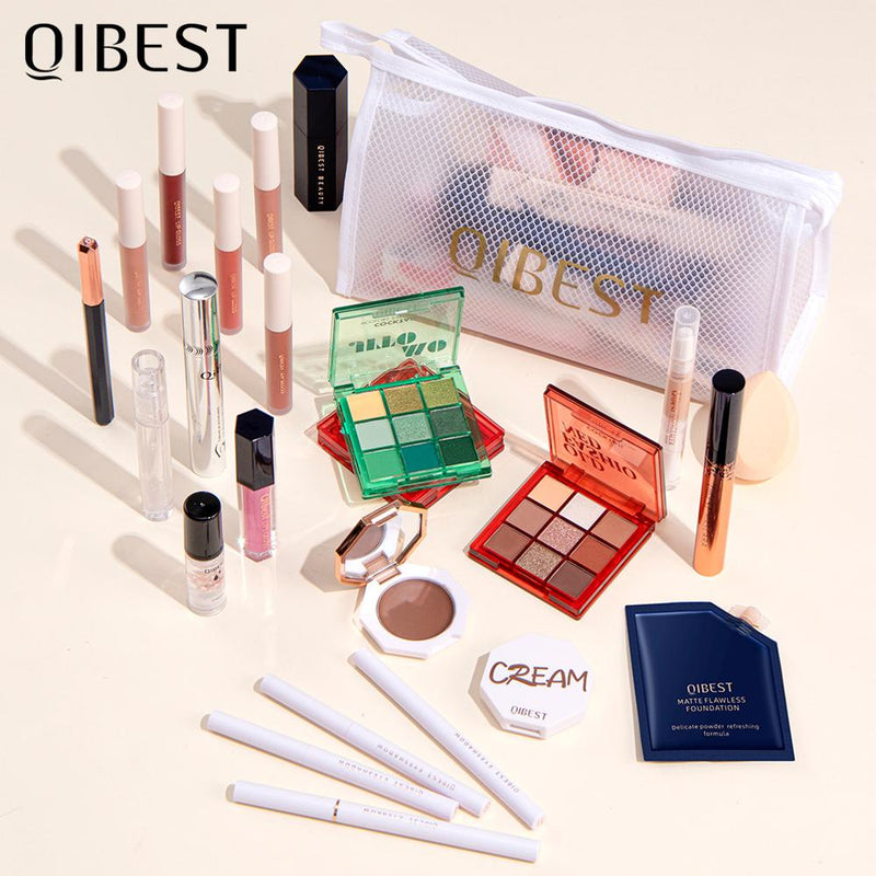 QIBEST Professionelles Make-up-Set All-in-One-Kosmetik-Set Lippenstift Lidschatten Mascara Concealer Augenbraue Frauen Make-up-Set Geschenk