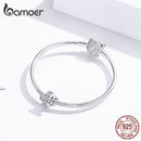 bamoer Dazzling Cross Metal Beads with Silicone Stopper Charm for Women Sterling Silver Fashion Jewelry Accessories SCC1292