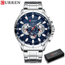 CURREN Sport Watches Men‘s Luxury Brand Quartz Clock Stainless Steel Chronograph Big Dial Wristwatch with Date Relogio Masculino