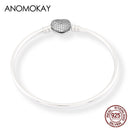 Anomokay New 100% 925 Sterling Silver Cute Little Lion Bangles Bracelets for Children Fashion Birthday Gift S925 Silver Jewelry