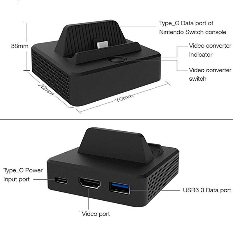 Vogek para la estación de carga del interruptor tipo c a adaptador de vídeo compatible con HDMI, soporte de cargador de conversión para Nintend Switch Host