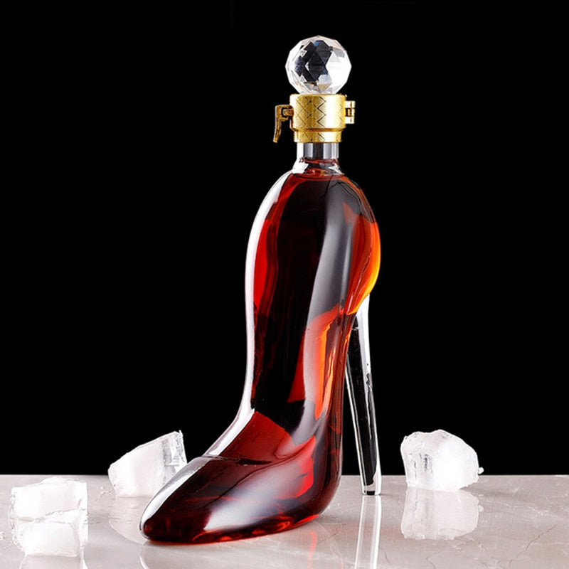 350ML High Heels Shape Decanter Luxurious Crystal Red Wine Brandy Champagne Glasses Decanter Bottle Bar Nightclub Drinking