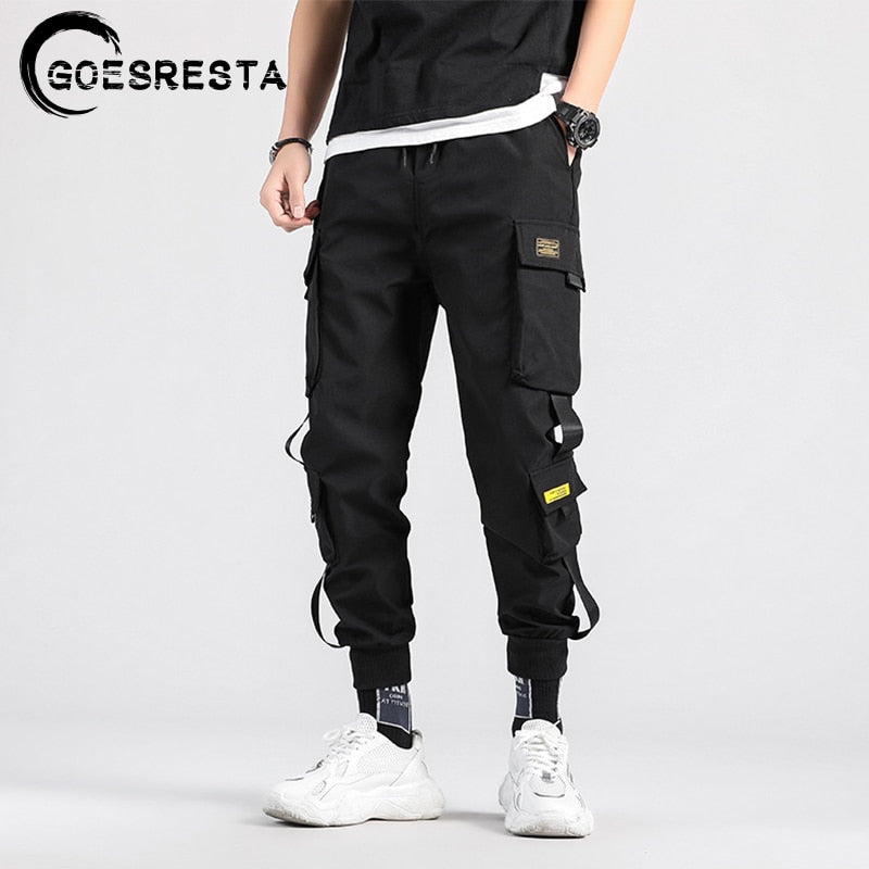 Pantalones Cargo negros para hombre, ropa informal estilo Hip Hop, pantalones bombachos para correr, pantalones de chándal Harajuku informales para hombre, novedad de verano 2021, pantalones para hombre