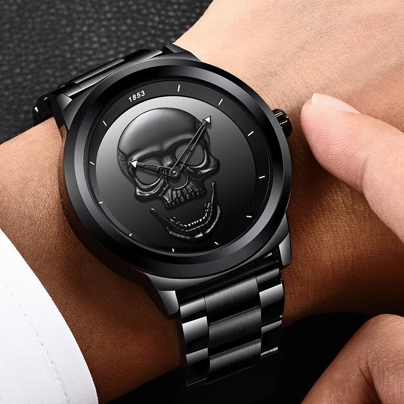 Relogio Masculino LIGE Skull Mens Watches Simple Stainless Steel Sports Watch Men&