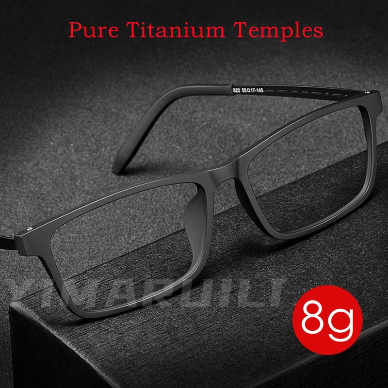 YIMARUILI Ultraleichte Mode Flexible TR90 Quadratische Brillen Reines Titan Optisches Brillengestell Für Männer 8822T