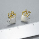 Lotus Fun Real 925 Sterling Silver Earrings Original Handmade Fine Jewelry Hot Coffee Cup Fashion Stud Earrings for Women Gift