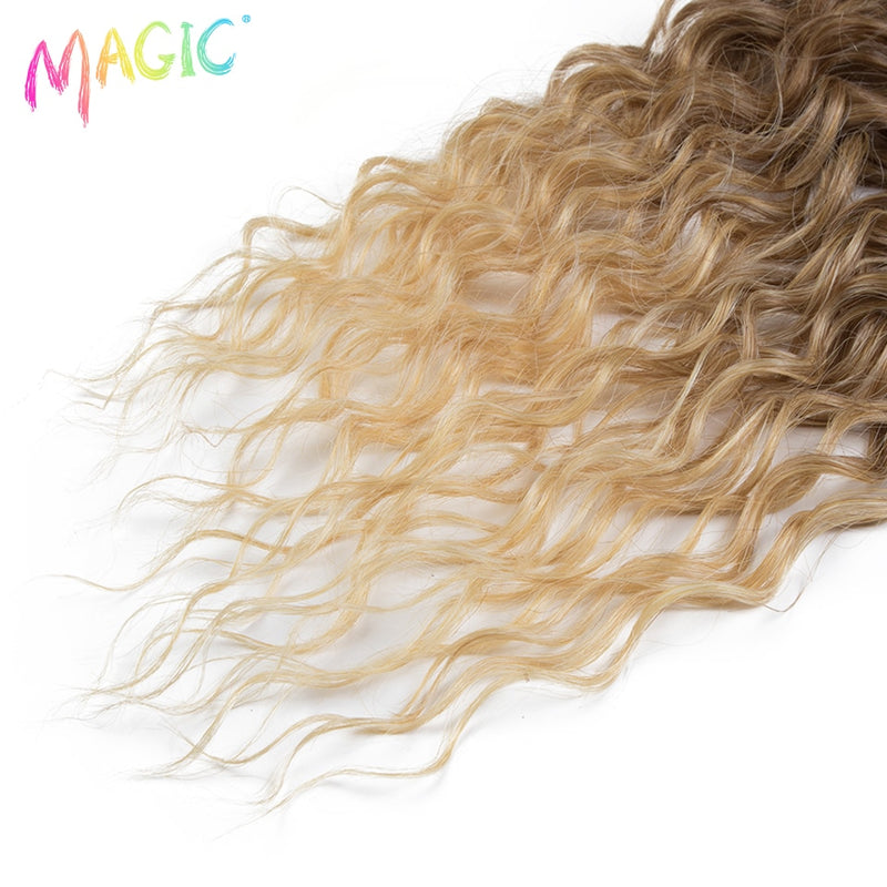 Magic Synthetic 6PCS 24 26 28inches Kinky Curly Hair Bundles Ombre Blonde Farbe Fake Hair Extensions Curly Hair Accessories