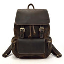 Vintage Crazy Horse Leather Men Backpack Unisex Cow Leather 14" Laptop Rucksack Women Thick Real Leather School Bag Casual Bag