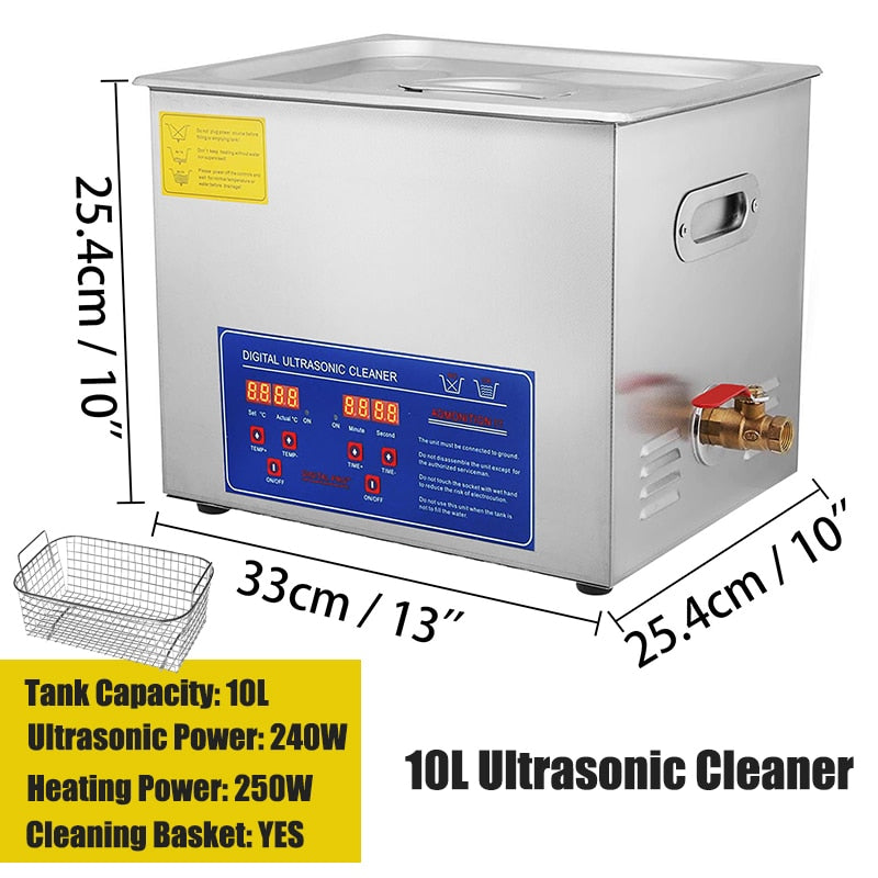 30L Stainless Steel Digital Ultrasonic Parts Cleaner Sonic Cleaning Equipment