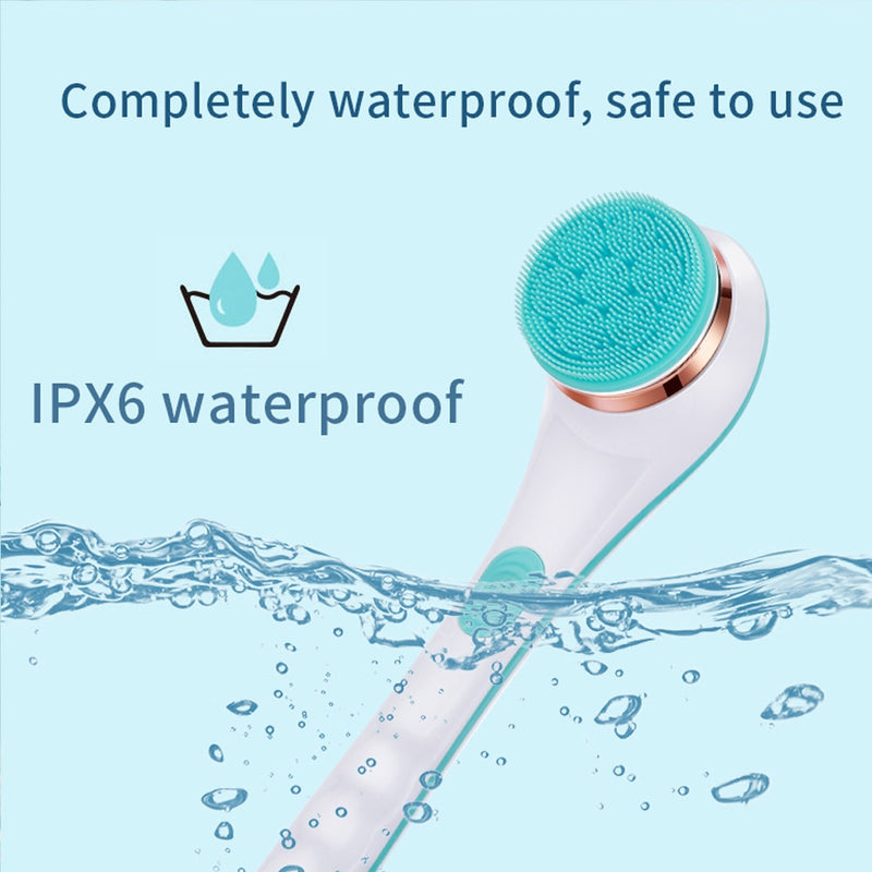 Waterproof 4 In Electric Bath Shower Brush Rotating Scrubber Shower Brush Long Handle Spa Exfoliation Clean Face Body Massager