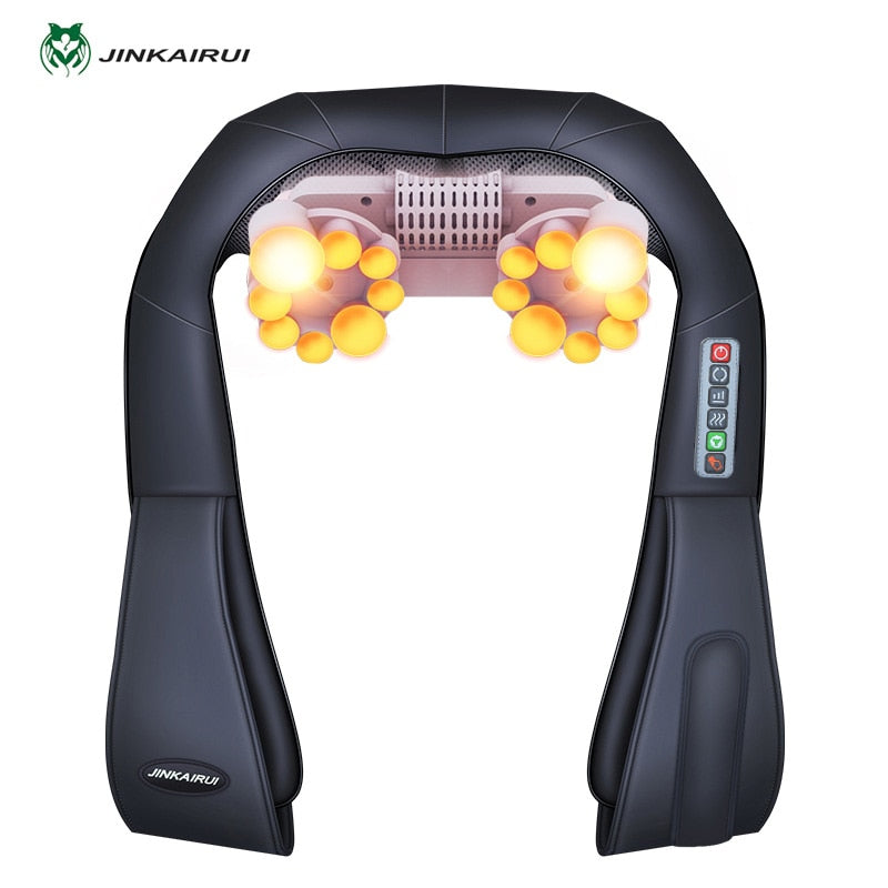 Masajeador eléctrico Jinkairui para cuello, hombros, espalda, cuerpo, masaje Shiatsu, masaje con calefacción infrarroja, dispositivo Masaj para el hogar y el coche con caja