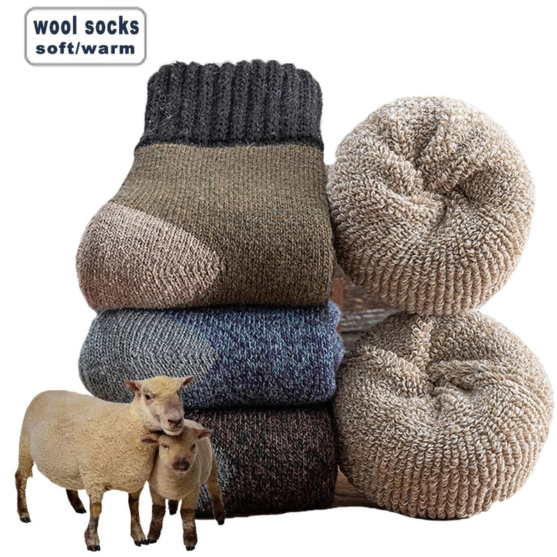 5 par/lote de calcetines de lana gruesos de invierno para hombre, toalla de alta calidad, calcetines para mantener el calor, calcetines de algodón para regalo de Navidad para hombre, térmicos 38-45