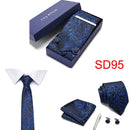 Gift Box 38 styles Tie Set Hanky Cufflinks With Gift Box Jacquard Woven Neckties Set For Men Wedding Party Lots of  accessories