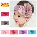 Nishine Soft Stretch Satin Rose Flower Baby Headband Newborn Knot Wide Nylon Headwraps Turban Girls Headwear Kids Photo Props