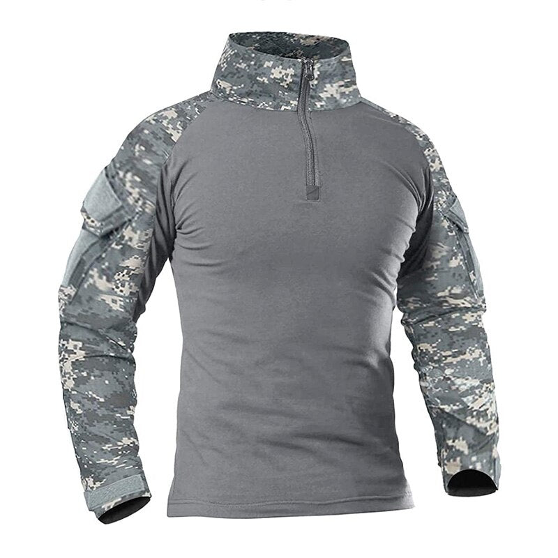 Camiseta de manga larga de combate militar MAGCOMSEN para hombre, camiseta táctica militar de caza con cremallera 1/4, camisetas de aventura para senderismo al aire libre